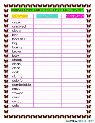 Comparative and superlative adjectives 1