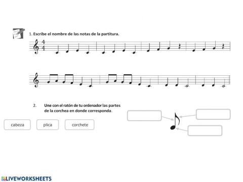 FICHA SOBRE NOTAS Y FIGURAS MUSICALES CURSO HDCCE