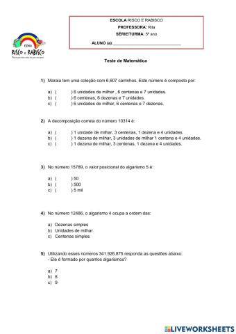 Teste de Matemática