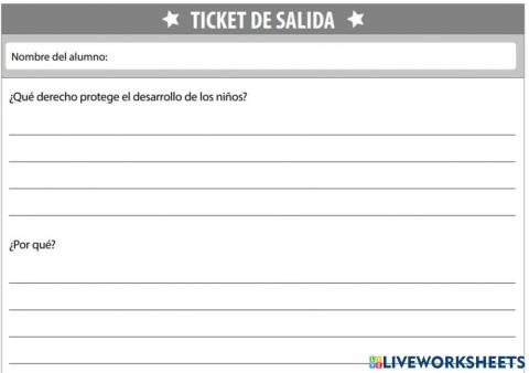 Ticket salida - derechos del niño y la niña