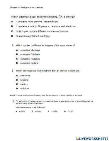 Chapter 8 P2 revision