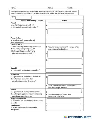 Latihan projek brief