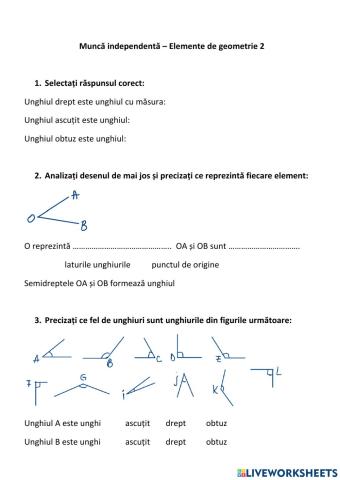 Elemente de geometrie - unghiurile