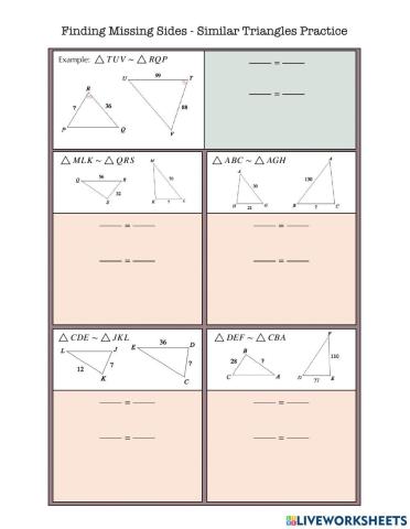 Finding Missing Sides - Similar Triangle Practice