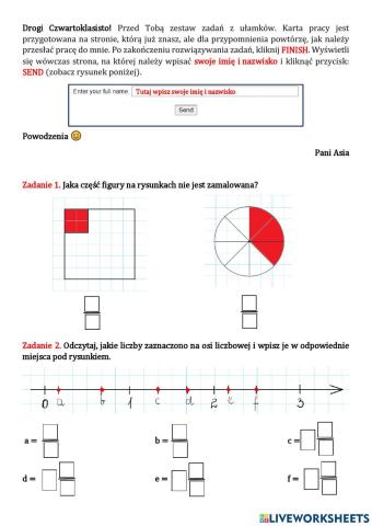 Karta pracy - ułamki zwykłe - kl 4 - wersja 2