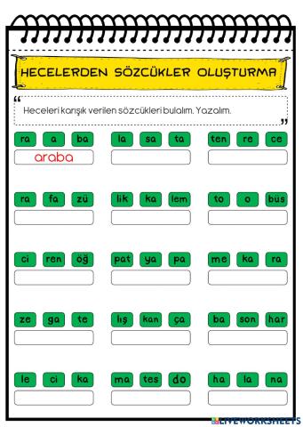 Hecelerden Sözcük Oluşturma