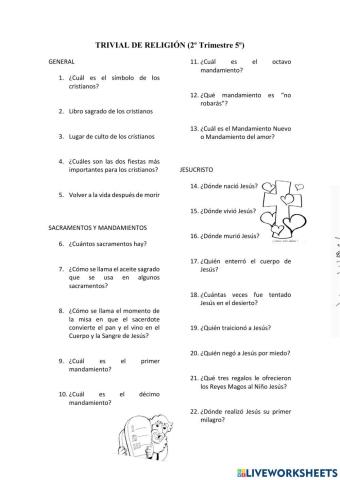 Trivial de Religión 5º