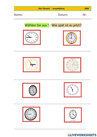 Die Uhrzeit (auswählen)