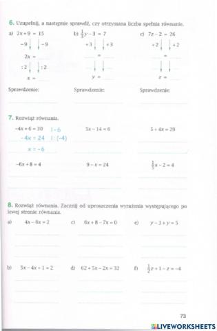 Równania klasa 6