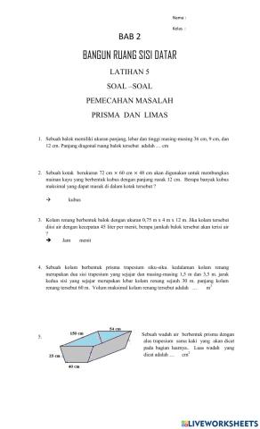 BANGUN RUANG SISI DATAR latihan 5