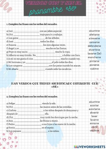 Verbos con y sin el pronombre «se»