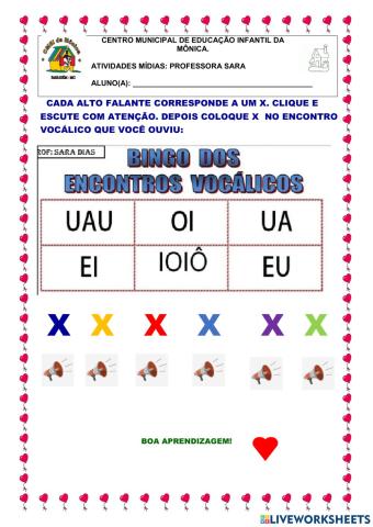 Bingo encontro vocálico