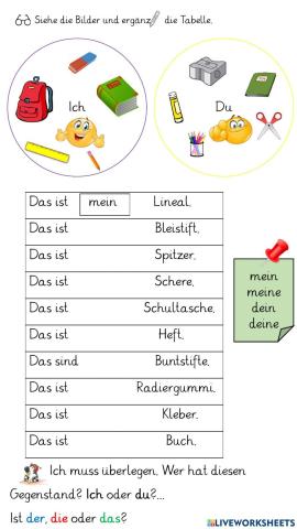 Possessivepronomen: mein und dein