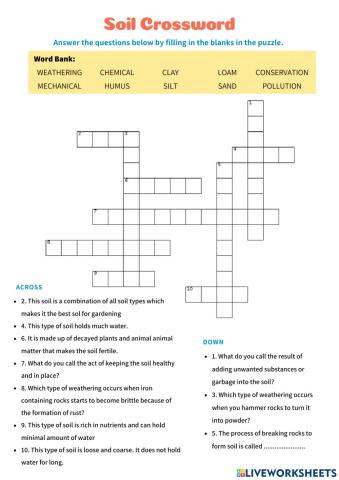 Soil Crossword Puzzle