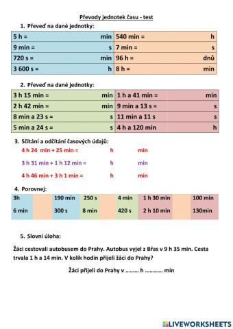 Převody jednotek času - test