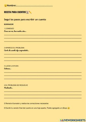 Receta para escribir un cuento