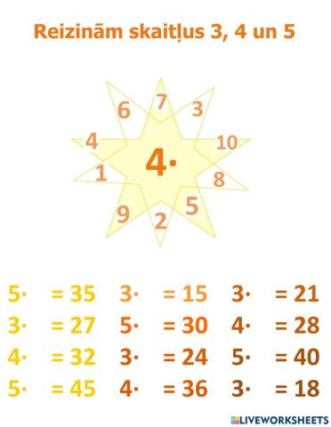 Reizinām skaitļus 3, 4 un 5