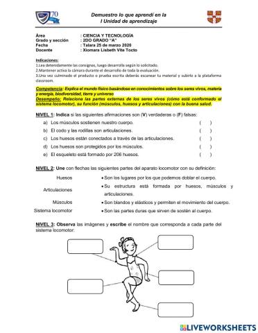 Evaluacion de ciencia y tecnología i unidad