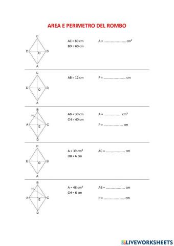 Area e perimetro del rombo