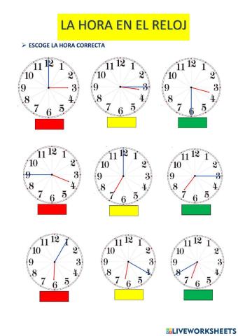 La hora en el reloj