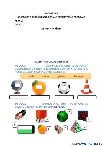 Atividade de Formas Geométricas Espaciais