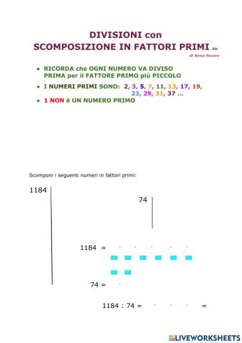 Divisioni con scomposizione in fattori primi (bis)