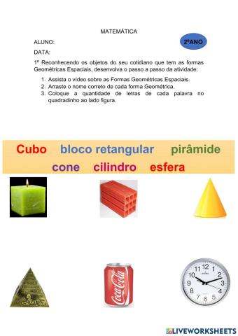 Atividade de Formas Geométricas Espaciais