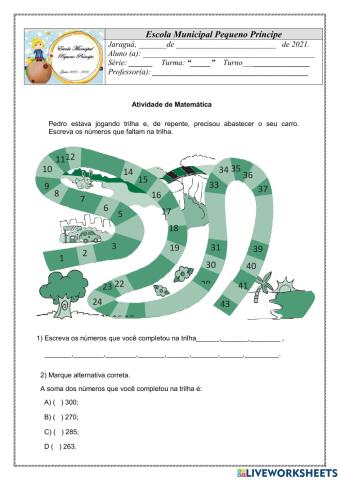 Atividade de Matemática de revisão