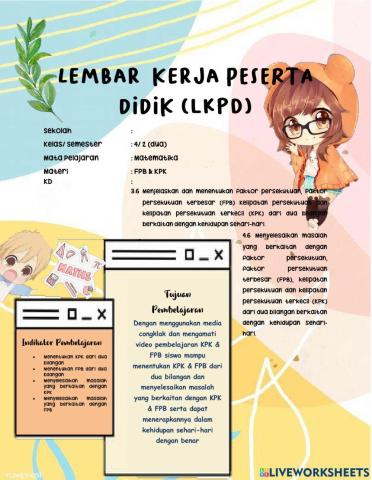 LKPD Materi KPK & FPB Kelas 4 SD