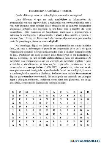 Tecnologias Digitais e Analógicas