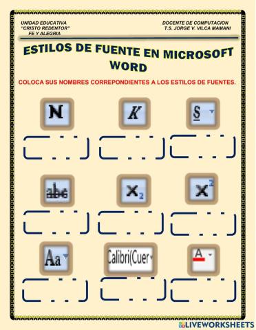 Estilo de fuentes en microsoft word