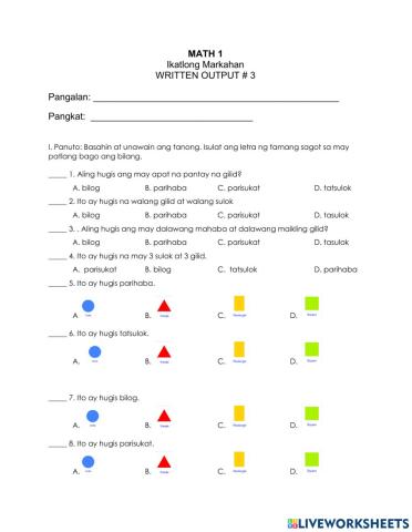 Math written op 3rd qtr -3