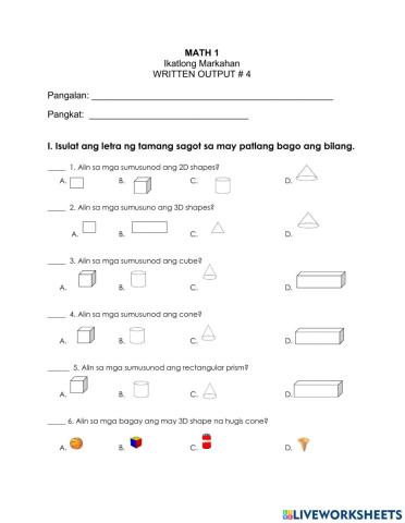 Math written op 3rd qtr -4