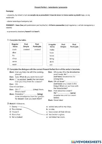 Present Perfect affirmative and negative