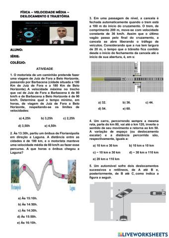 Cinemática - velocidade média