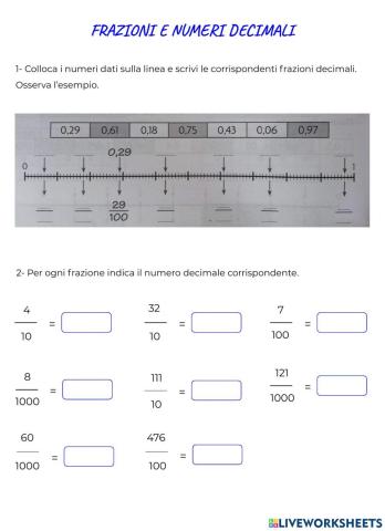 FRAZIONI E NUMERI DECIMALI -