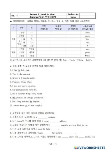 중1 문법 - 대명사