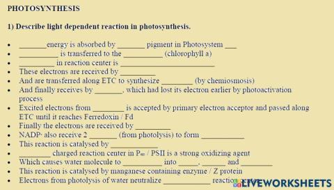 Light dependent reaction