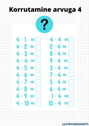 Korrutamine arvuga 4