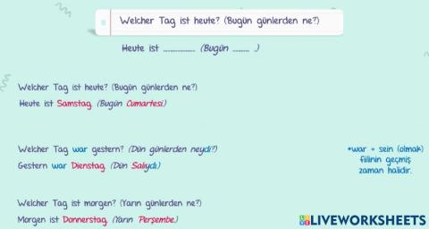 Welcher tag ist heute (bugün günlerden ne) dinleme 1