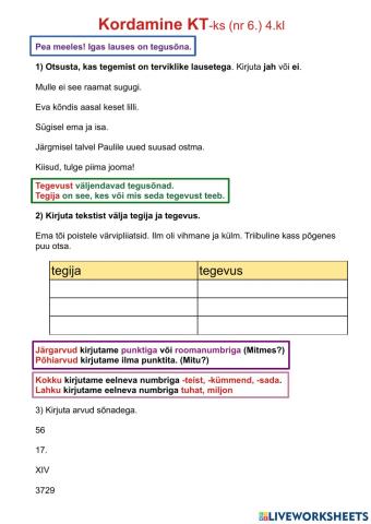 Eesti keel 4.kl Kordamine KT 6