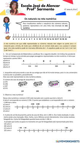 Naturais e a reta numérica