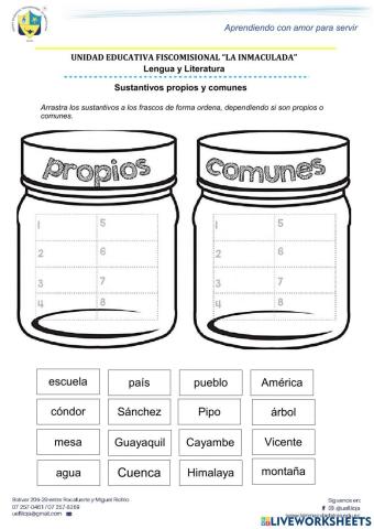 Sustantivos propios y comunes