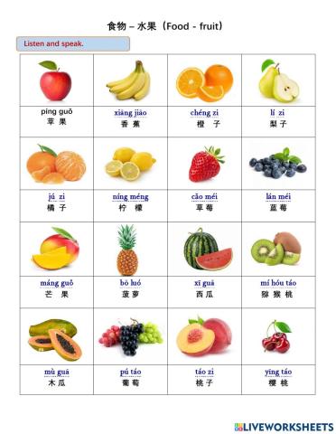 Fruit in Chinese