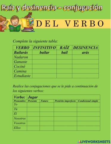 El verbo: raíz desinencia y conjugación