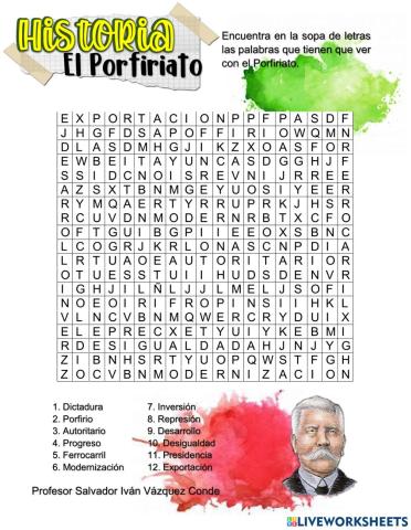 Sopa de Letras del Porfiriato