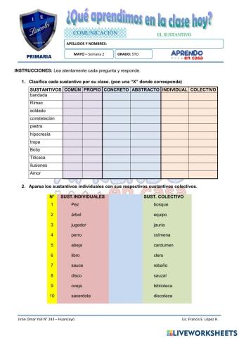 Prac. de tipos de sustantivo