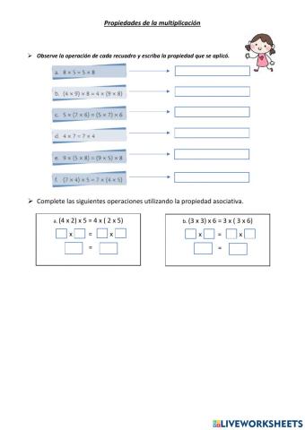 Propiedad conmutativa y asociativa de la multiplicación