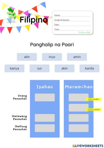 Panghalip na Paari Worksheet (HuntersWoodsPH Filipino)