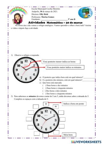 Atividade Matemática dia 30 de março